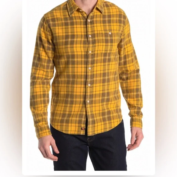 PLAID FALL/WINTER THE NORMAL BRAND CLASSIC GINGHAM BUTTON UP GOLD FLANNEL/ OVERS